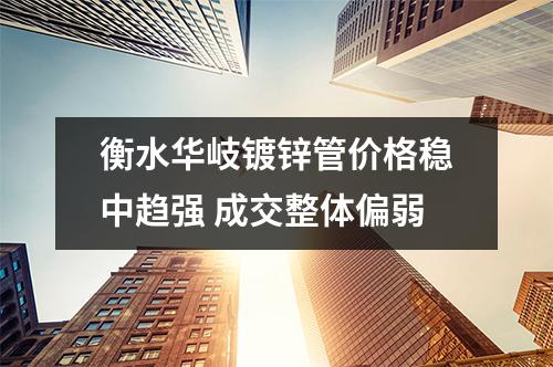 衡水華岐鍍鋅管價格穩中趨強 成交整體偏弱